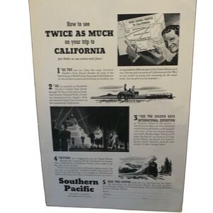 Vintage 1939 Southern Pacific Railway Twice as Much Ad Advertisement